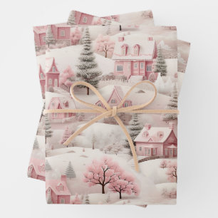 Vintag Pink Christmas Geschenkpapier Set