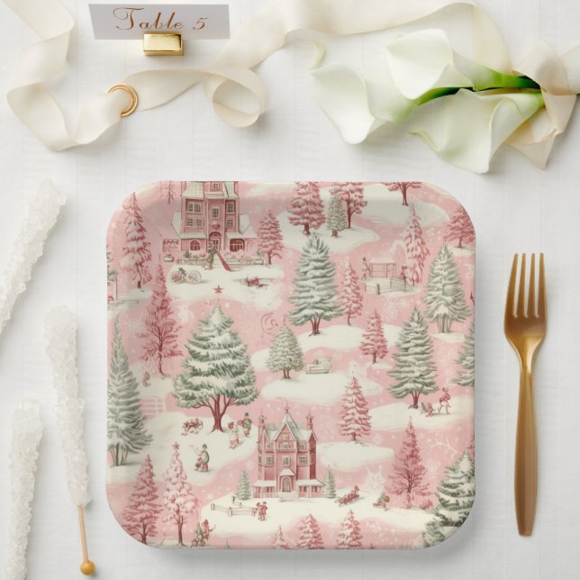 Vintag Pink Christmas Pappteller (Hochzeit)