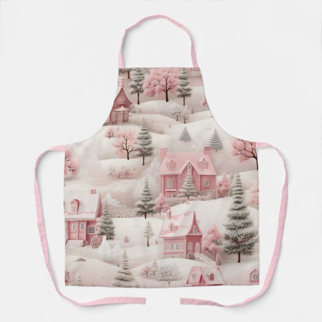 Vintag Pink Christmas Schürze (Vorderseite)