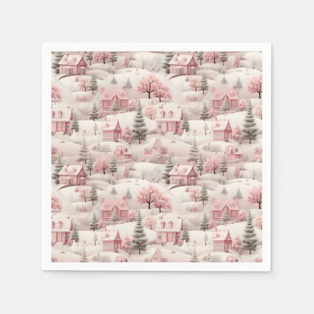 Vintag Pink Christmas Serviette (Vorderseite)