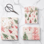 Vintag Pink Christmas Tree Mix Geschenkpapier Set<br><div class="desc">Schöne Aquarellfarben Weihnachtsbaummuster ist die Schattierungen von Rosa und Grün Mix . Trendy rosa Weihnachtsgeschenkpapier.</div>