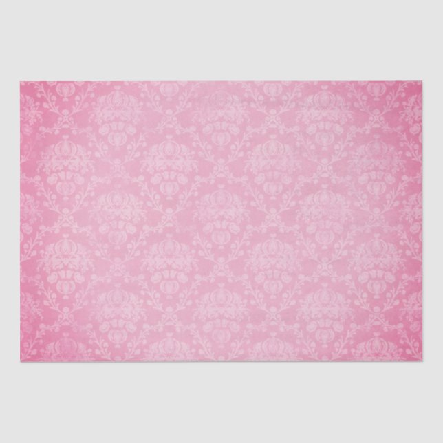 Vintag Pink Damask Weihnachten Seidenpapier (Vorderseite)