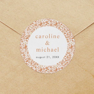 Vintag Pink Ditzy Floral Wedding Runder Aufkleber
