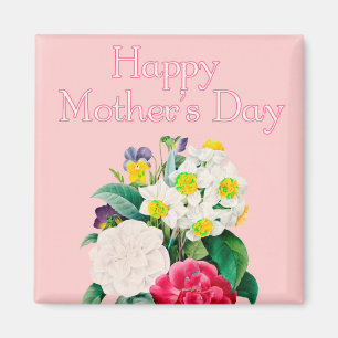 Vintag Pink Floral Bouquest Happy Mother Day Magnet
