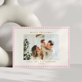 Vintag Pink Gingham Kariertes Foto Weihnachten