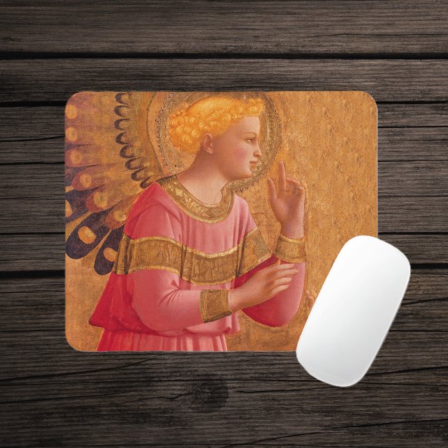 Vintag Pink Goldener Christlicher Engel Mousepad (Holy Christian angel figure pink gold dress on mousepad.)