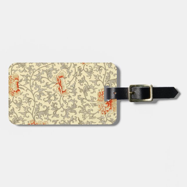 Vintag Pink Grau Botanische Blüte Gepäckanhänger (Vorderseite horizontal)