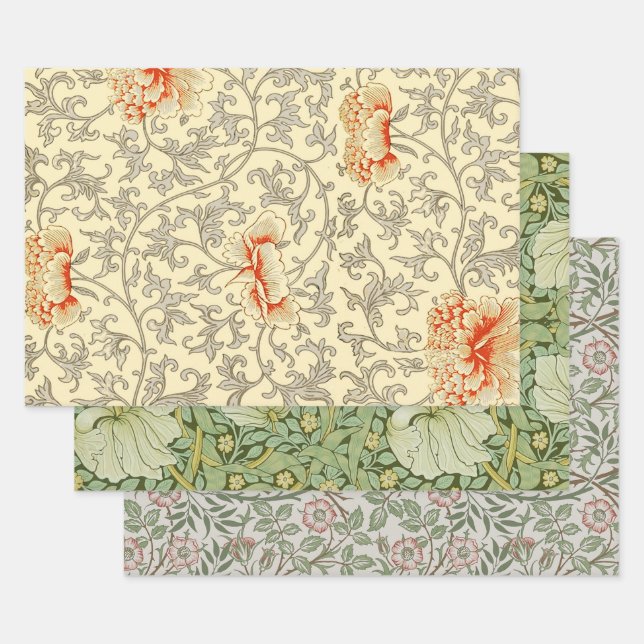 Vintag Pink Grau Botanische Blüte Geschenkpapier Set (Set)