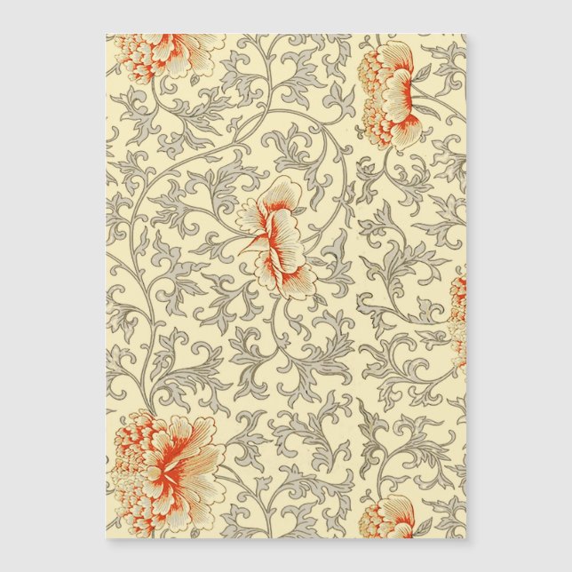 Vintag Pink Grau Botanische Blüte Magnetkarte (Vorderseite)