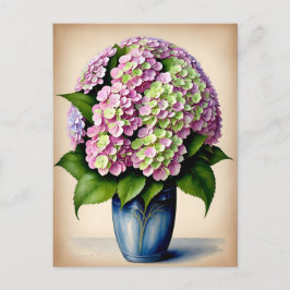 Vintag-Pink-Hydrangea-Blume Postkarte