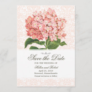 Vintag Pink Hydrangea Save the Date