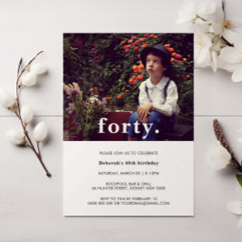 Vintag Pink Kariert 40. Geburtstag Foto Einladung