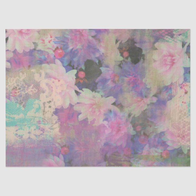 Vintag Pink Lila Spitzen schöne Blume  Seidenpapier (Vorderseite)