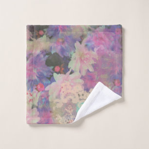Vintag Pink Lila Spitzen schöne Blume Waschlappen