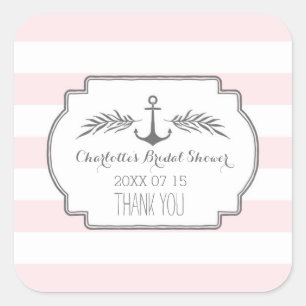 Vintag Pink Nautical Brautparty Gefälligkeitstags Quadratischer Aufkleber
