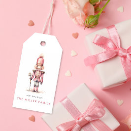 Vintag Pink Nutcracker Wasserfarbe Minimalistisch Geschenkanhänger