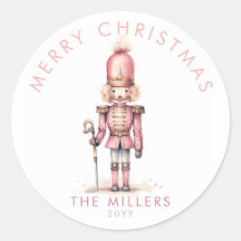 Vintag Pink Nutcracker Wasserfarben Minimal Modern Runder Aufkleber