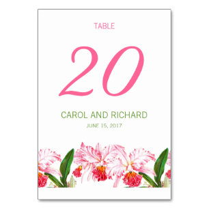 VINTAG PINK ORCHIDS WEDD TISCHNUMMER