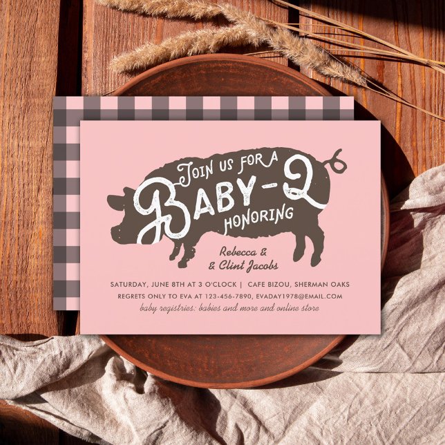 Vintag Pink Pig Baby-Q GRILLEN Babydusche Einladung (Von Creator hochgeladen)