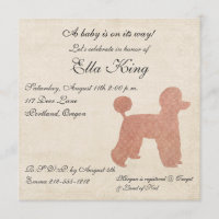 Vintag Pink Poodle Silhouette Kindereinladung