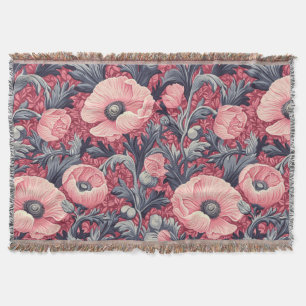 Vintag Pink Poppies floral Decke