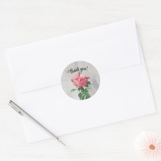 Vintag Pink Rose Vielen Dank Aufkleber Siegel (Umschlag)