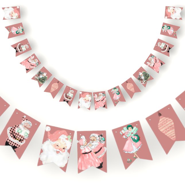 Vintag Pink + Rose Weihnachtsbanner Wimpelkette (Von Creator hochgeladen)