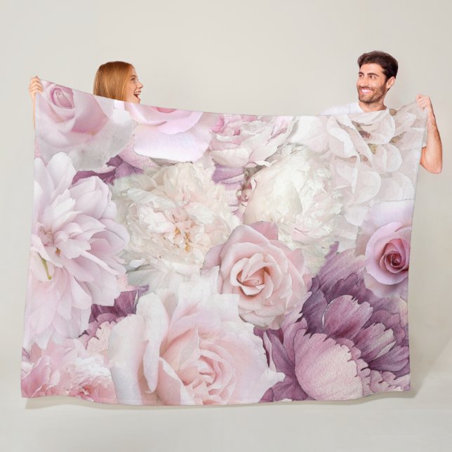 Vintag Pink Roses Botanischer Garten Fleece Blanke (Beispiel)