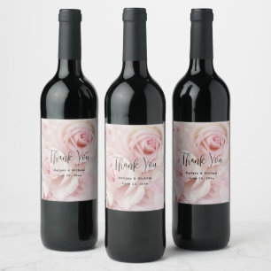 Vintag Pink Roses Elegant Bouquet Vielen Dank Weinetikett