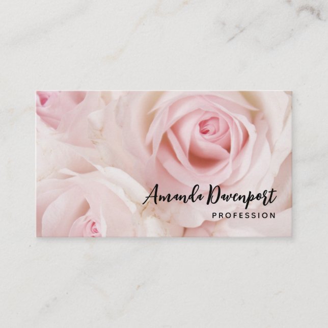Vintag Pink Roses Elegante Bouquet Visitenkarte (Vorderseite)