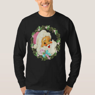 Vintag Pink Santa Claus Pink Weihnachten T-Shirt