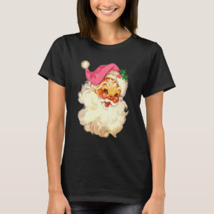 Vintag Pink Santa Claus Pink Weihnachtsdesign T-Shirt