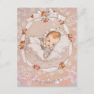 Vintag Pink Sweet Baby Postkarte