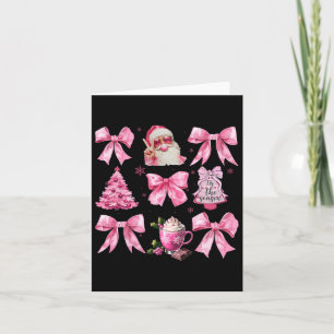 Vintag Pink Weihnachtscoquette Bow Pink Santa Cla Karte