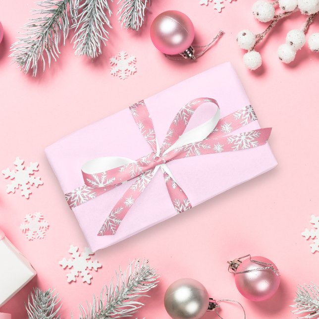 Vintag Pink Winter Weihnachten Schneeflocken Satinband (Vintage Pink Winter Christmas Snowflakes Satin Ribbon)
