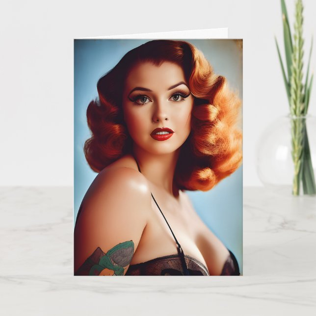 Vintag Pinup Birthday Karte (Vorderseite)