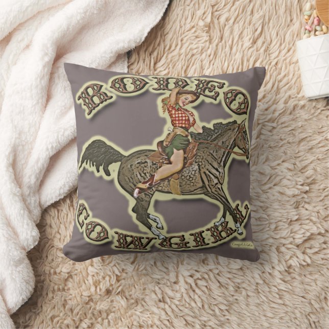 Vintag Pinup Cowgirl Rodeo Cowgirl Throw Pillow Kissen (Decke)