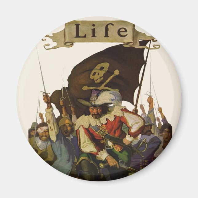Vintag Pirate Life 1921 Abbildung Magnet (Vorne)