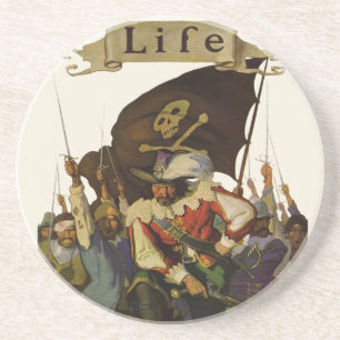 Vintag Pirate Life 1921 Abbildung Sandstein Untersetzer
