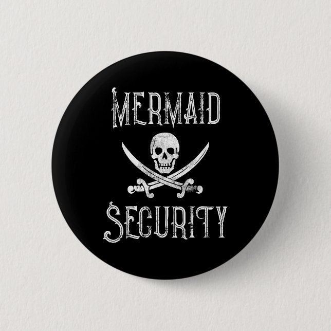 Vintag Pirate Mermaid Security Merman Protector Button (Vorderseite)