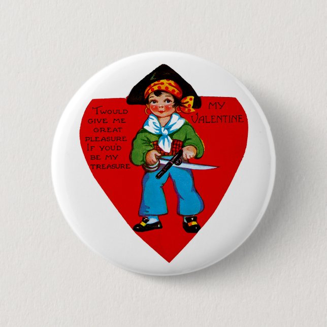 Vintag Pirate Valentine Button (Vorderseite)