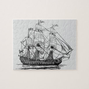 Vintag Pirates Galleon, Sketch eines 74-Gun-Schiff