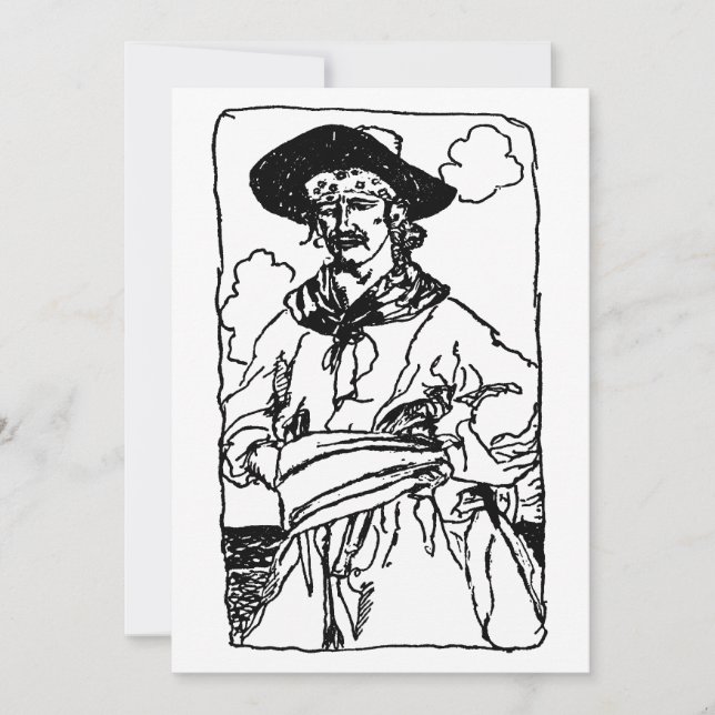 Vintag Pirates Sketch eines Captain von Howard Pyl (Vorderseite)