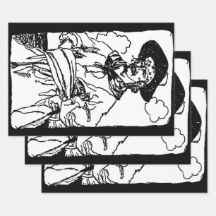 Vintag Pirates Sketch eines Captain von Howard Pyl Geschenkpapier Set