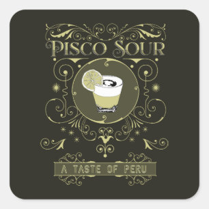 Vintag Pisco Sour Quadratischer Aufkleber