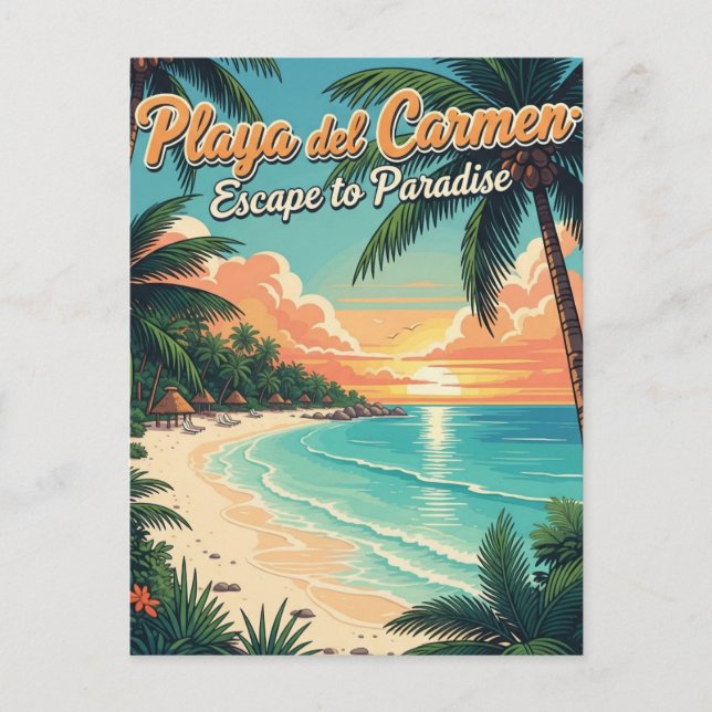 Vintag Playa del Carmen Mexiko Reisen Postkarte (Vorderseite)