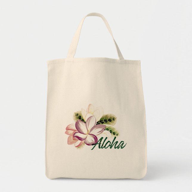 Vintag Plumeria Aloha Tragetasche (Vorne)