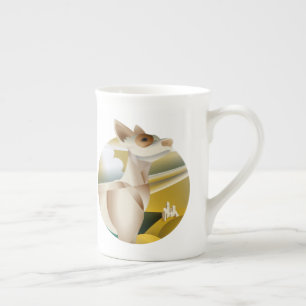 Vintag Podenco Art Deco Dog Prozellantasse