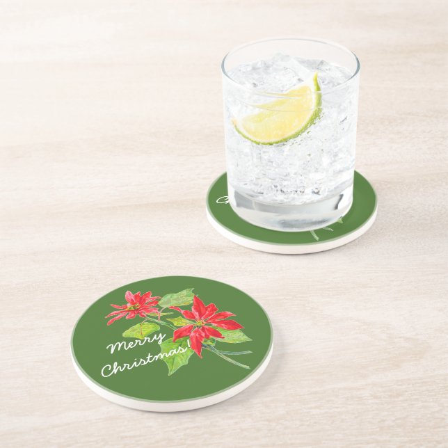 Vintag Poinsettia Frohe Weihnachten Getränkeuntersetzer (Seite)