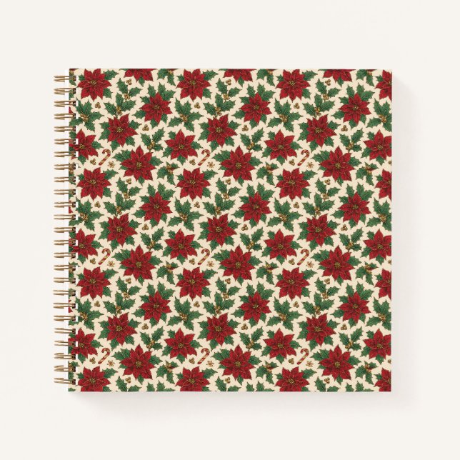 Vintag Poinsettia Holiday Notizbuch (Vorderseite)